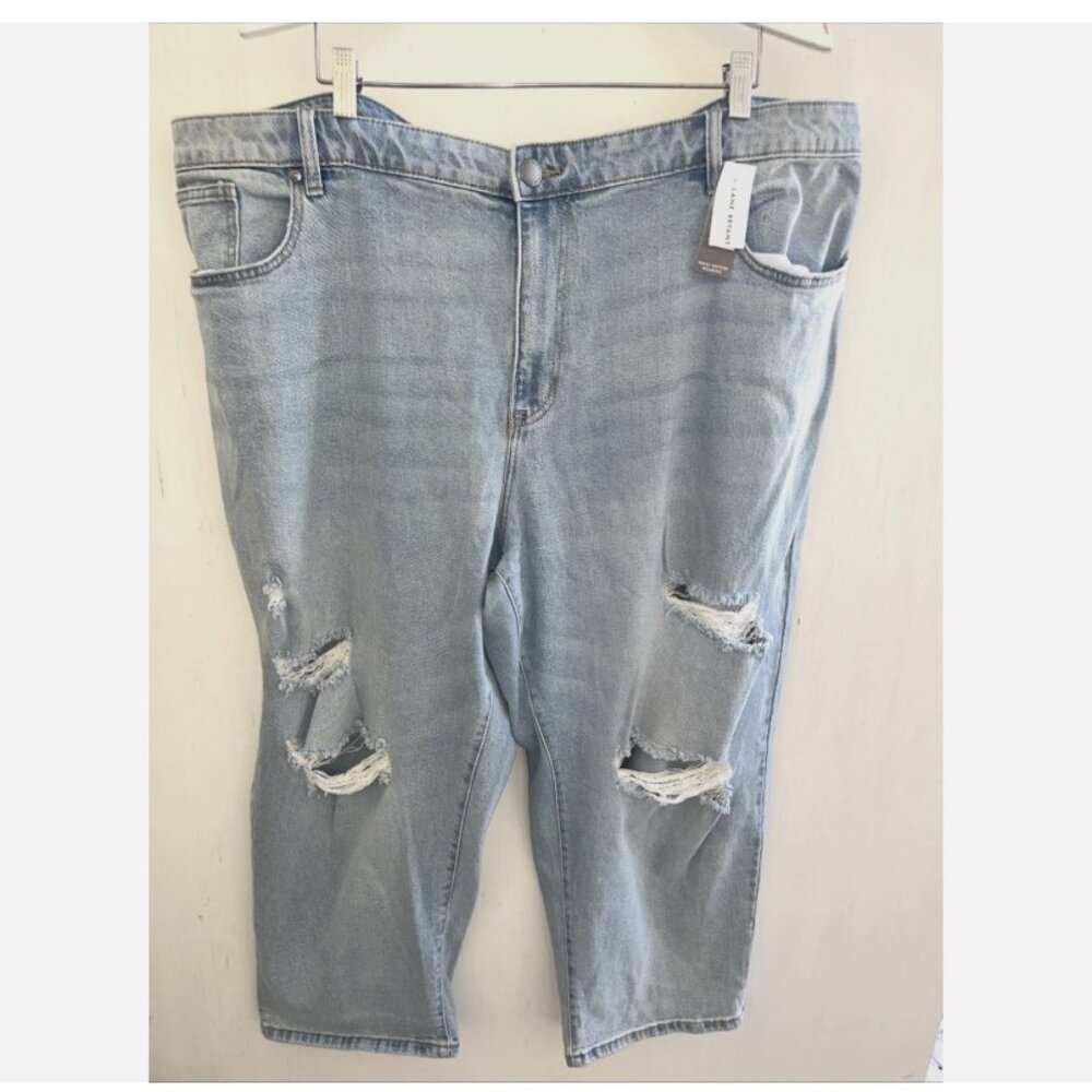 LANE BRYANT Blue Boyfriend Capri Jeans Mid Rise Flex Magic Waistband Size 24 NWT